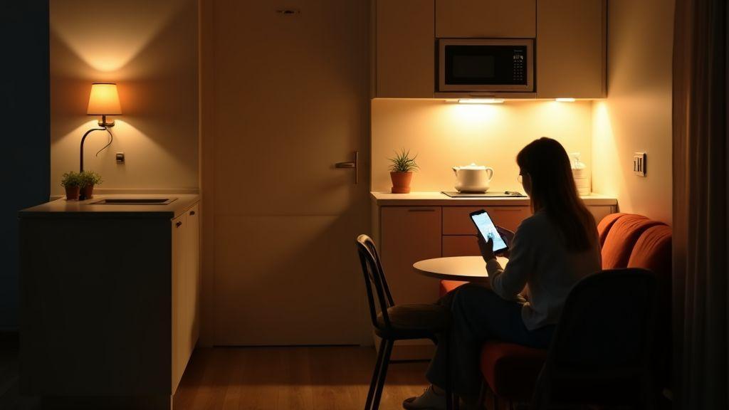 Como reduzir a conta de luz em residências usando iluminação LED inteligente e sensores de presença em apartamentos pequenos
